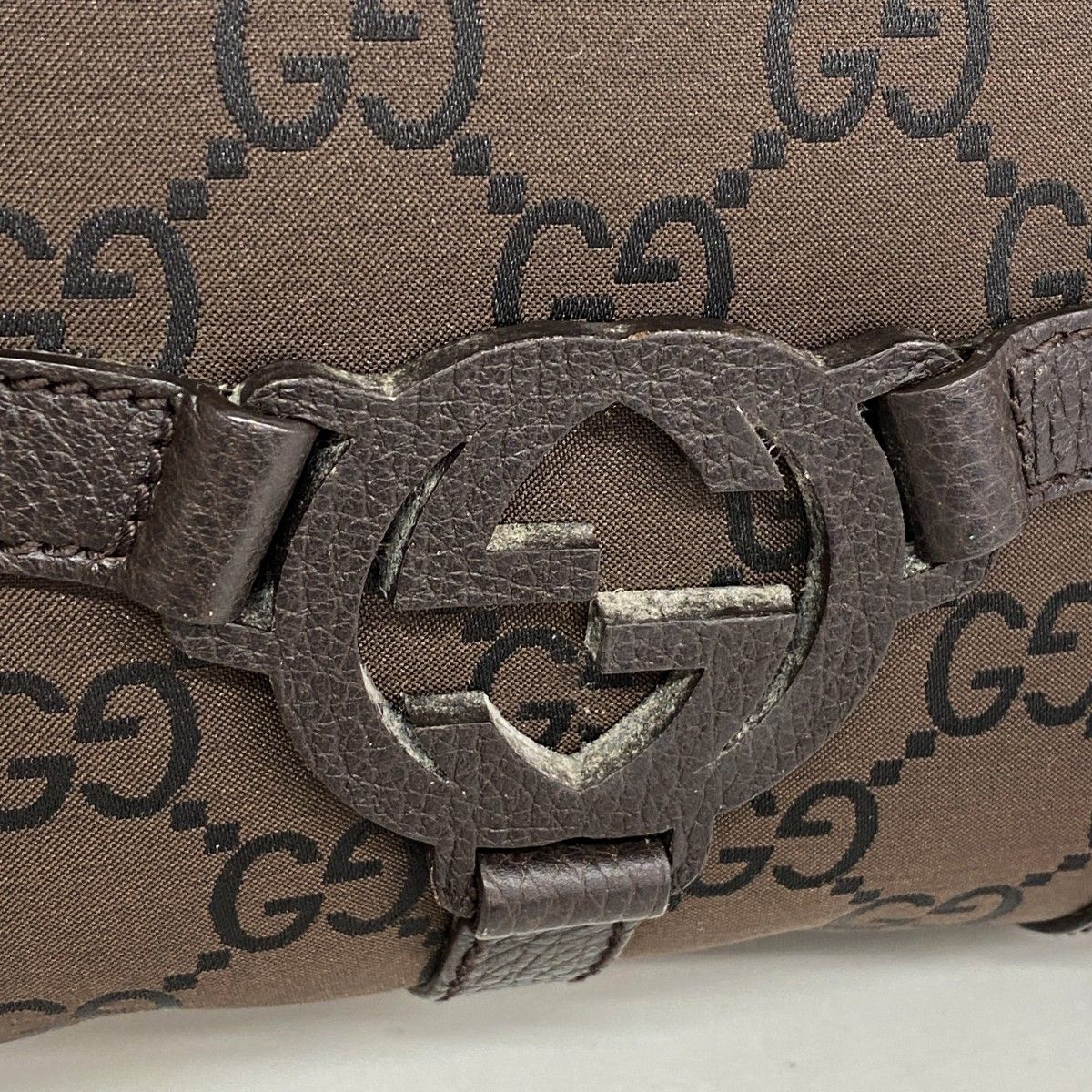 Gucci Handbag GG Nylon Brown Champagne Gold — view 7