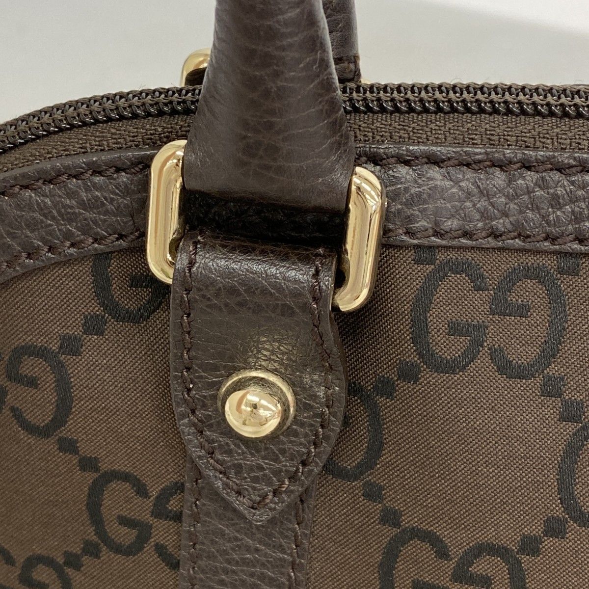 Gucci Handbag GG Nylon Brown Champagne Gold — view 9