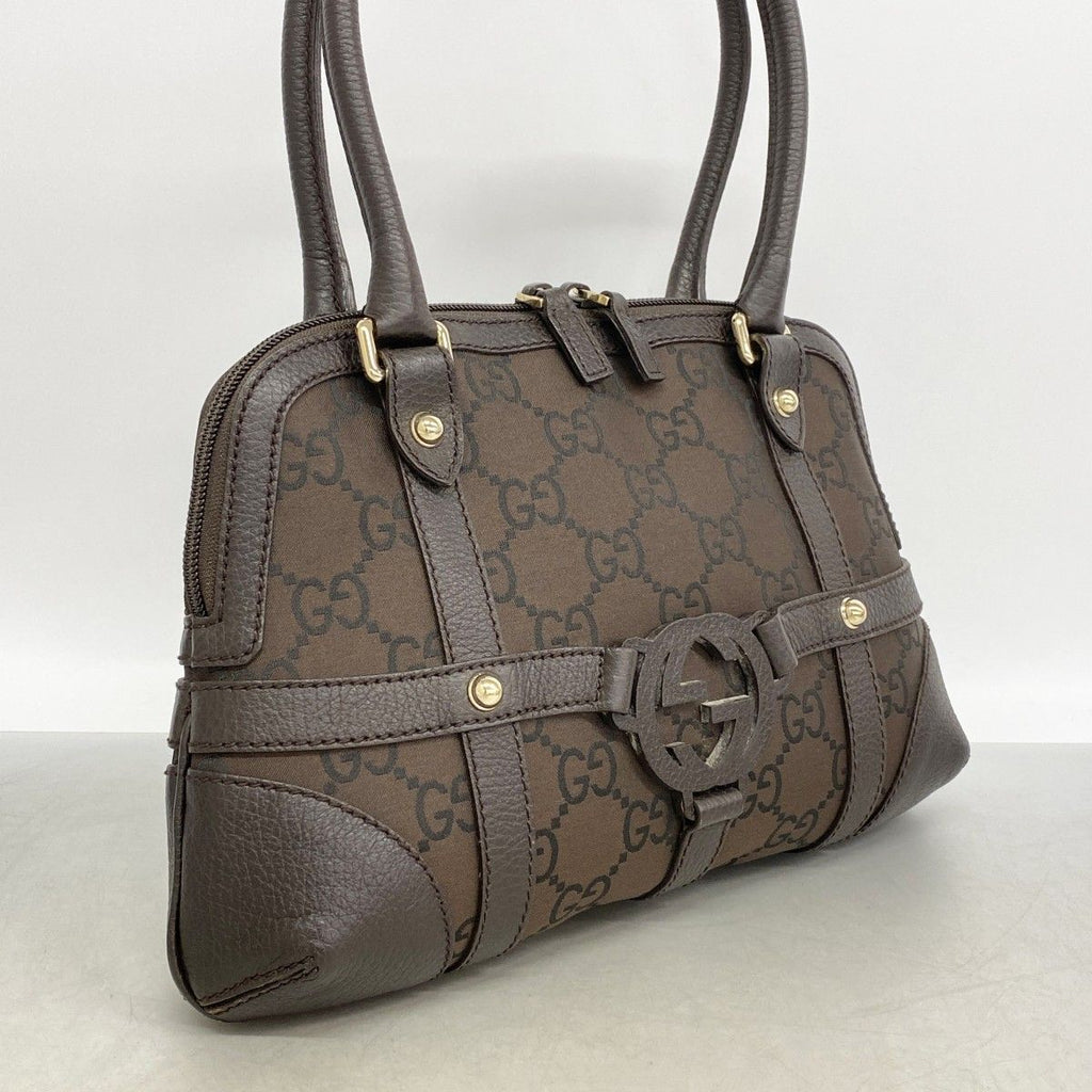 Gucci Handbag GG Nylon Brown Champagne Gold — view 2