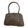 Gucci Handbag GG Nylon Brown Champagne Gold