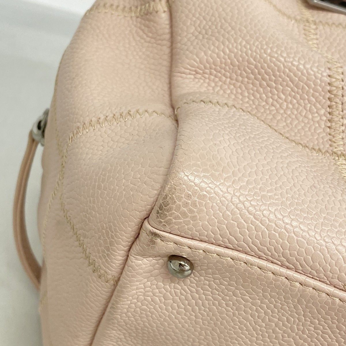 Chanel Handbag Choco Bar Caviar Leather Baby Pink Silver — view 6