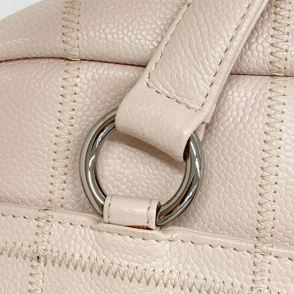 Chanel Handbag Choco Bar Caviar Leather Baby Pink Silver — view 9