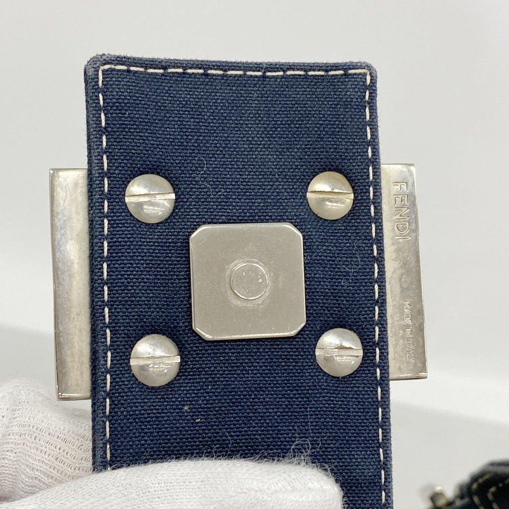 Fendi Handbag Canvas Navy Silver — view 9