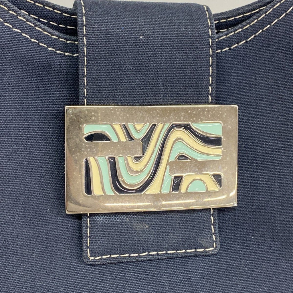 Fendi Handbag Canvas Navy Silver — view 8