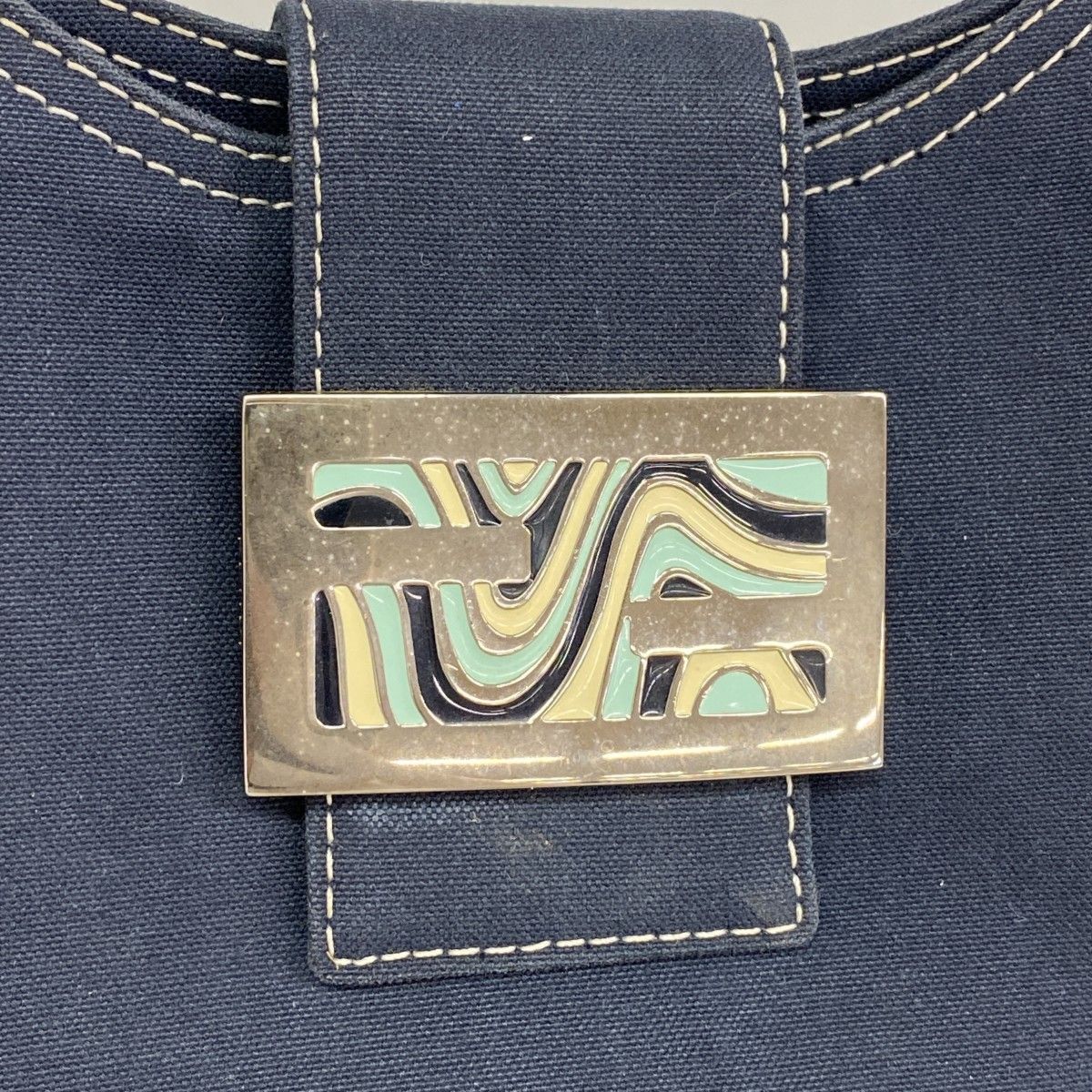Fendi Handbag Canvas Navy Silver — view 8