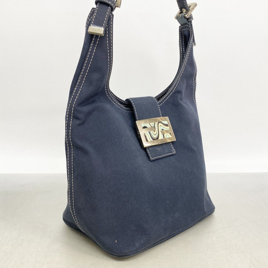 Fendi Handbag Canvas Navy Silver — view 2