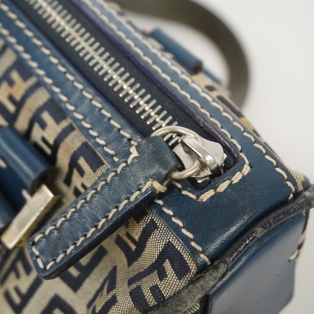 Fendi Handbag Nylon Canvas Navy Silver — view 9