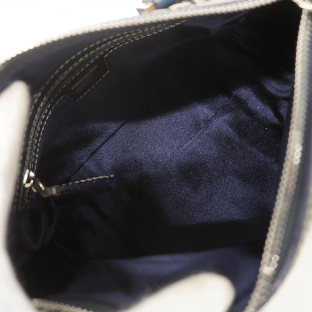 Fendi Handbag Nylon Canvas Navy Silver — view 4
