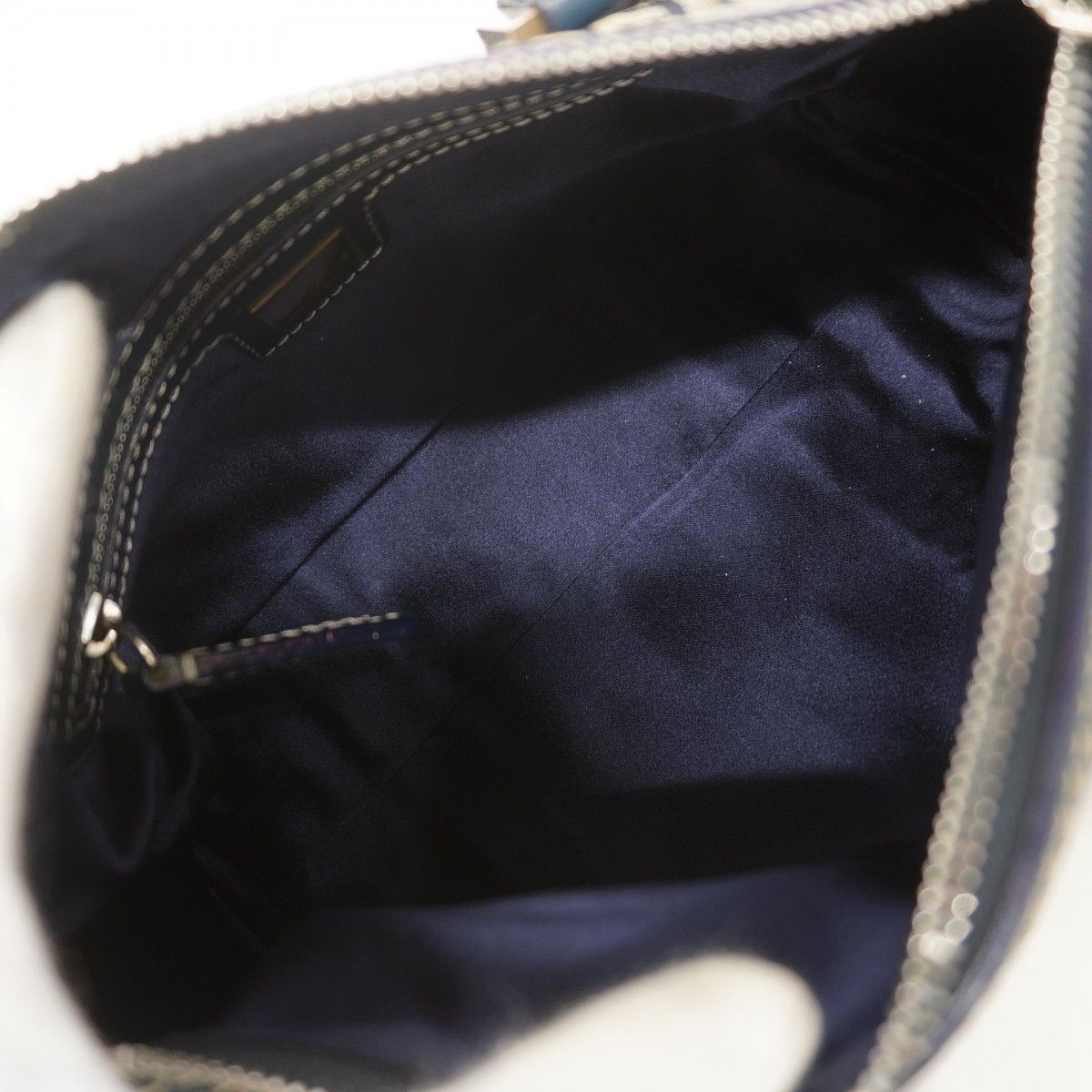 Fendi Handbag Nylon Canvas Navy Silver — view 4