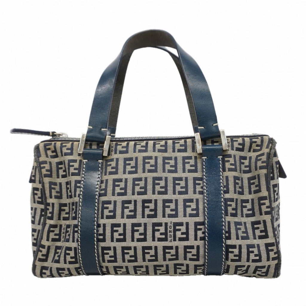 Fendi Handbag Nylon Canvas Navy Silver