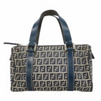 Fendi Handbag Nylon Canvas Navy Silver