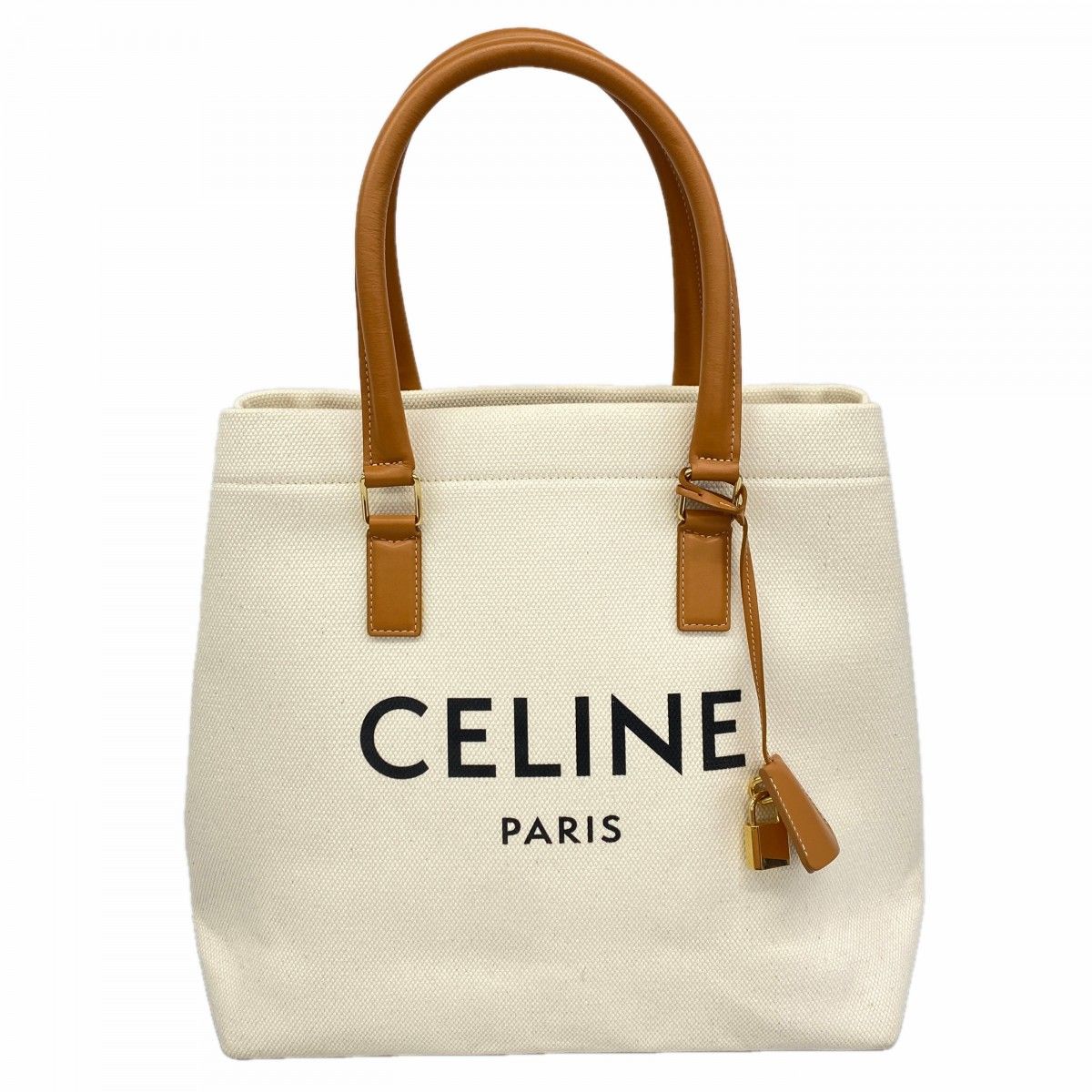 Celine Tote Horizontal Cabas Canvas Beige Gold