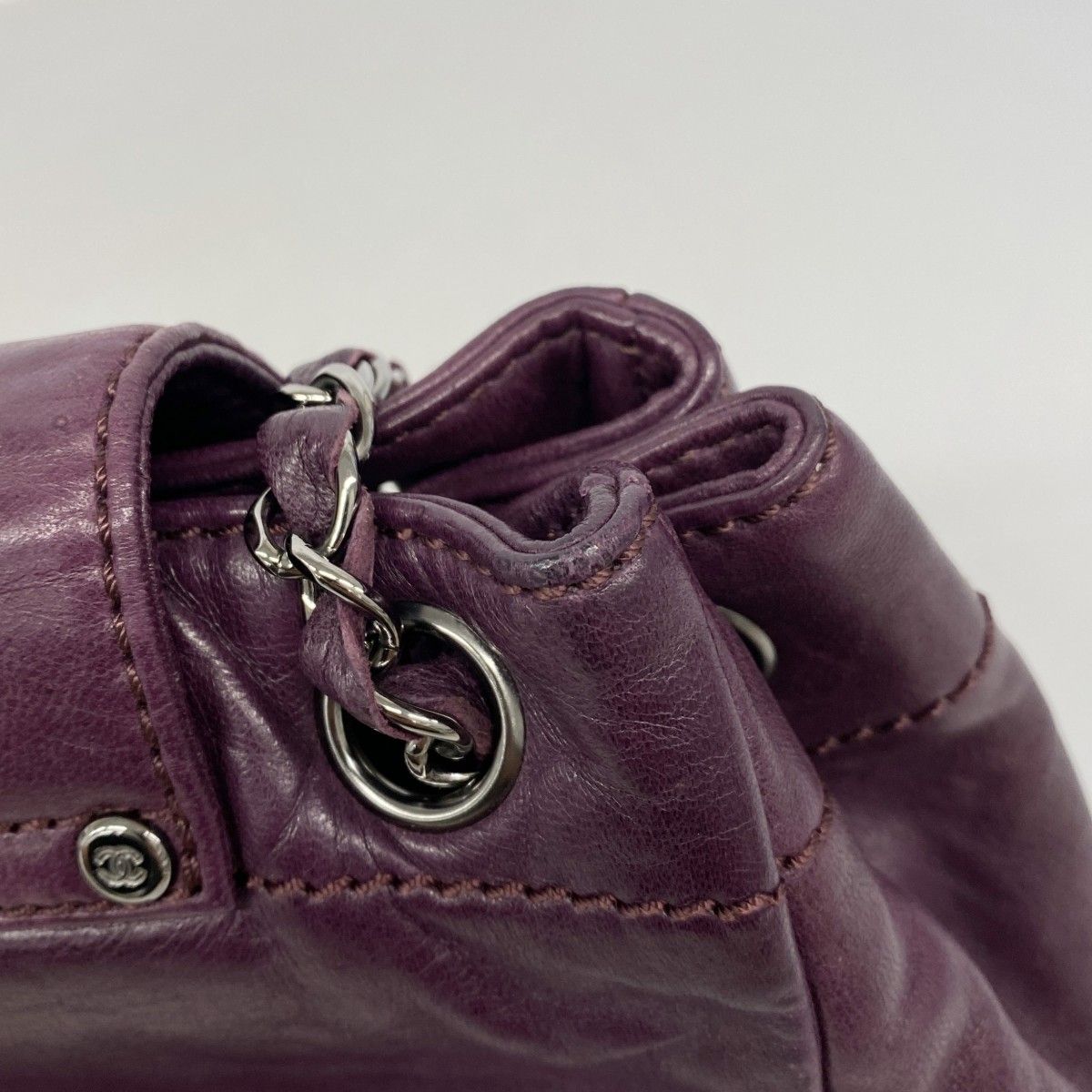 Chanel Shoulder Bag Lambskin Purple Silver — view 9