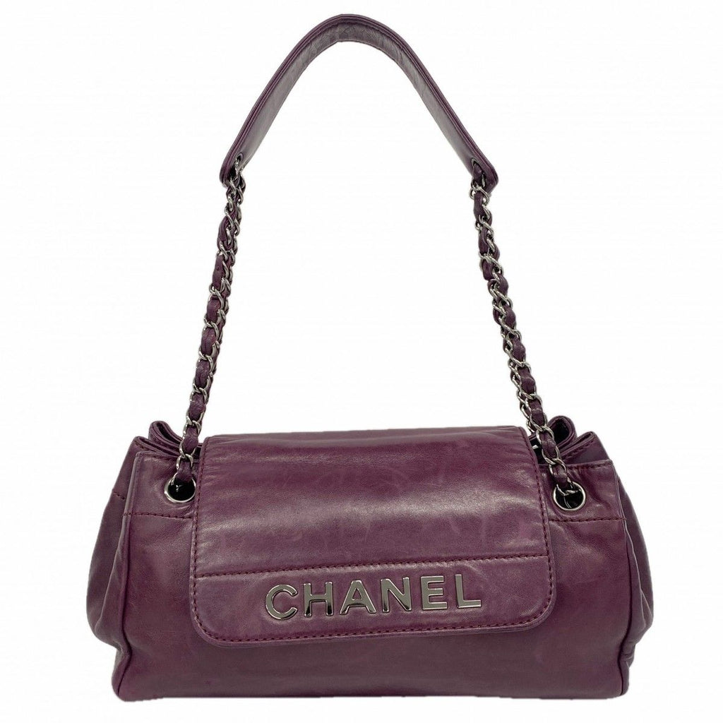 Chanel Shoulder Bag Lambskin Purple Silver