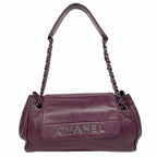 Chanel Shoulder Bag Lambskin Purple Silver