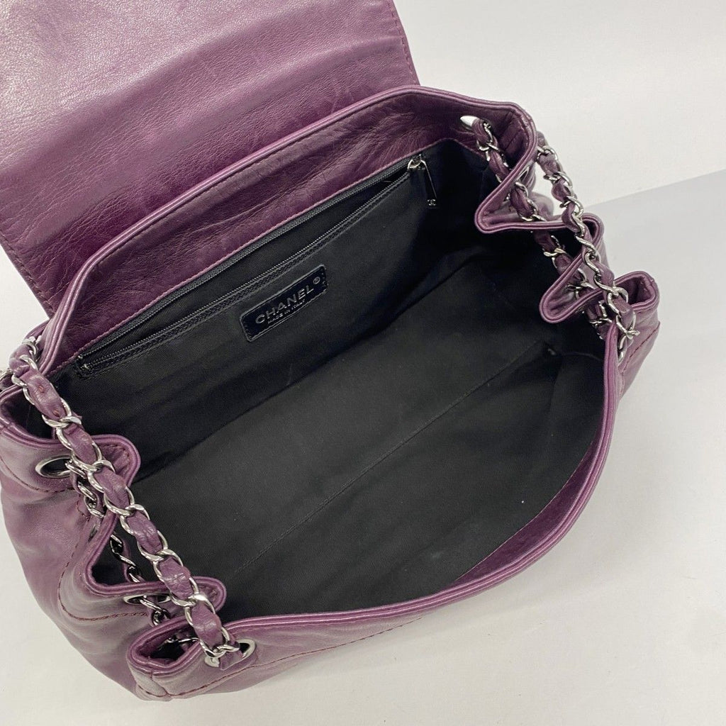 Chanel Shoulder Bag Lambskin Purple Silver — view 4