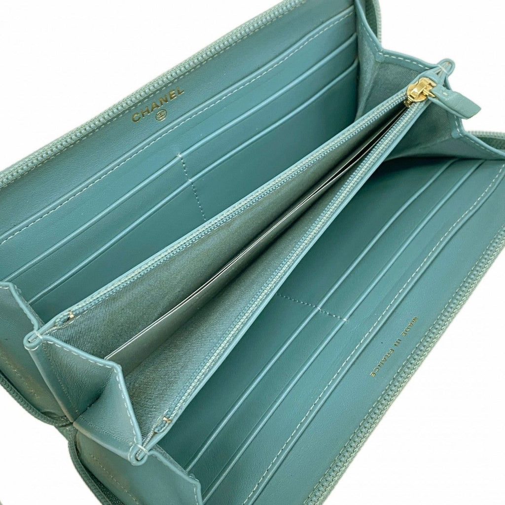 Chanel Wallet Boy Caviar Leather Blue Gold — view 3