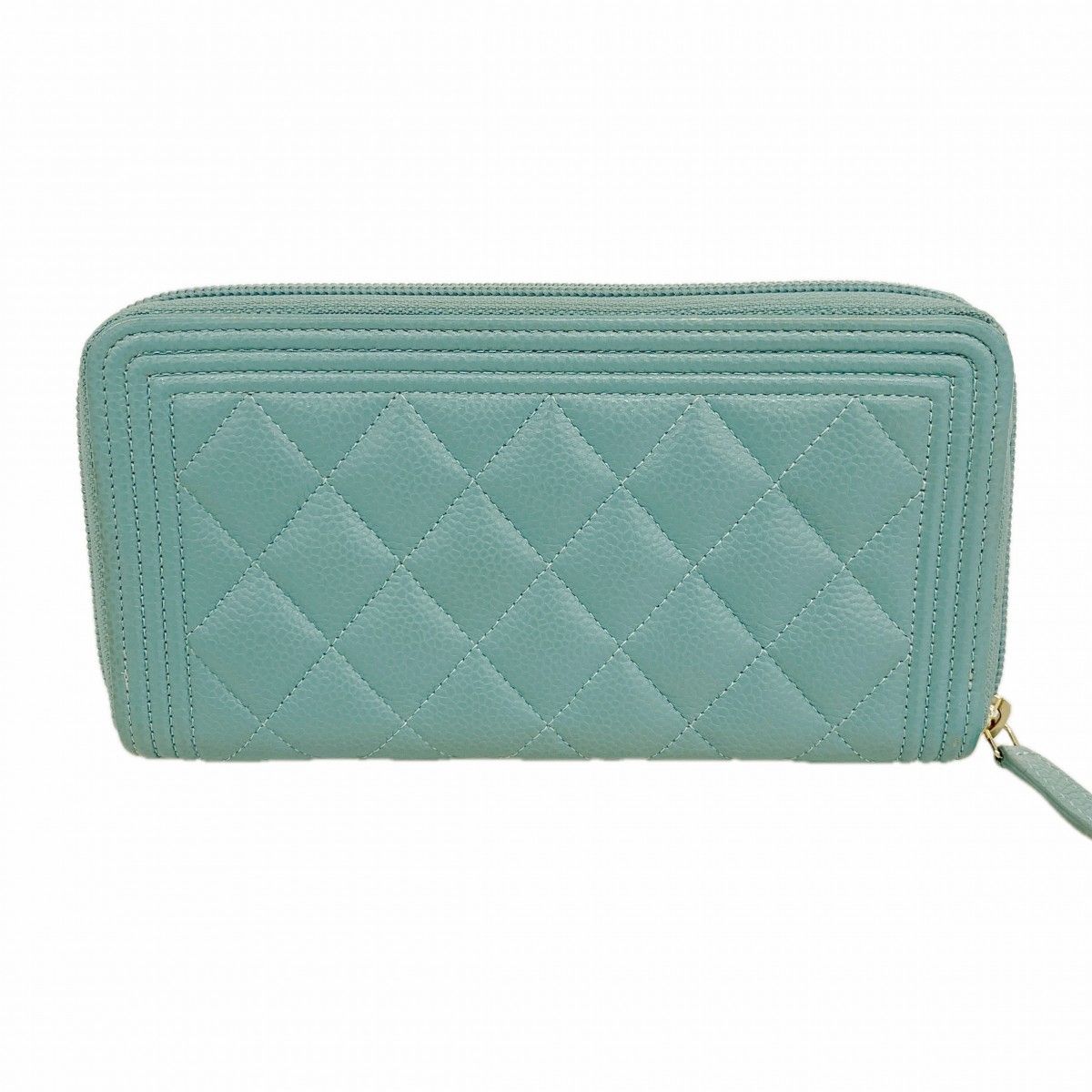 Chanel Wallet Boy Caviar Leather Blue Gold — view 8
