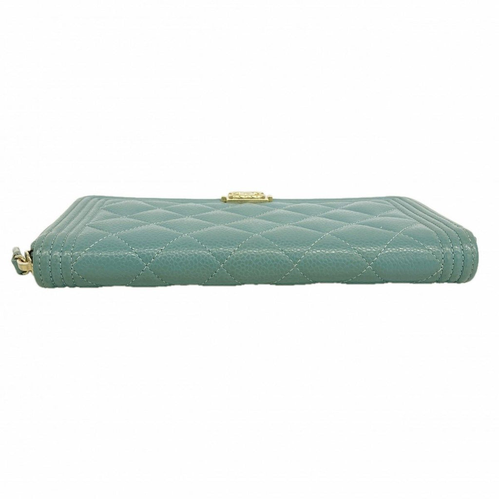 Chanel Wallet Boy Caviar Leather Blue Gold — view 2
