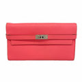 Hermes Wallet Kelly Veau Epsom Rose Azalea Silver