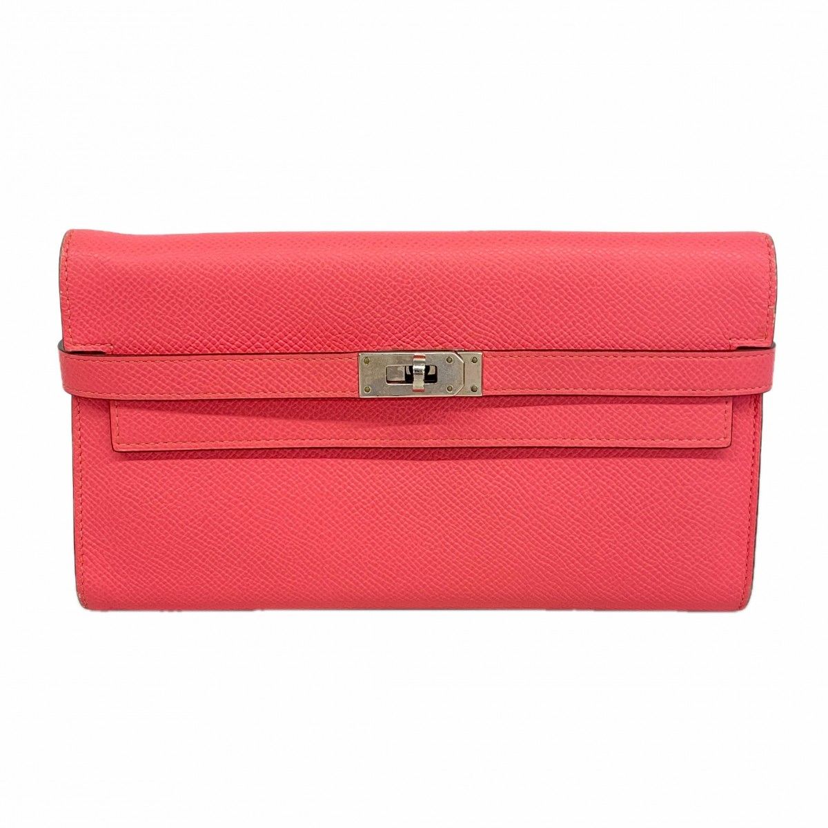 Hermes Wallet Kelly Veau Epsom Rose Azalea Silver