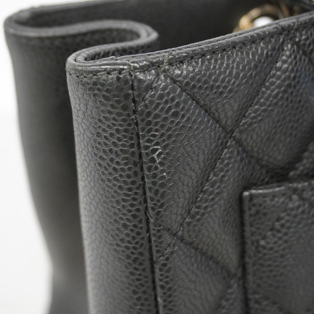Chanel Chain Tote Quilted Caviar Leather Black Silver — view 7