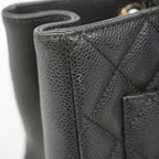 Chanel Chain Tote Quilted Caviar Leather Black Silver — view 7