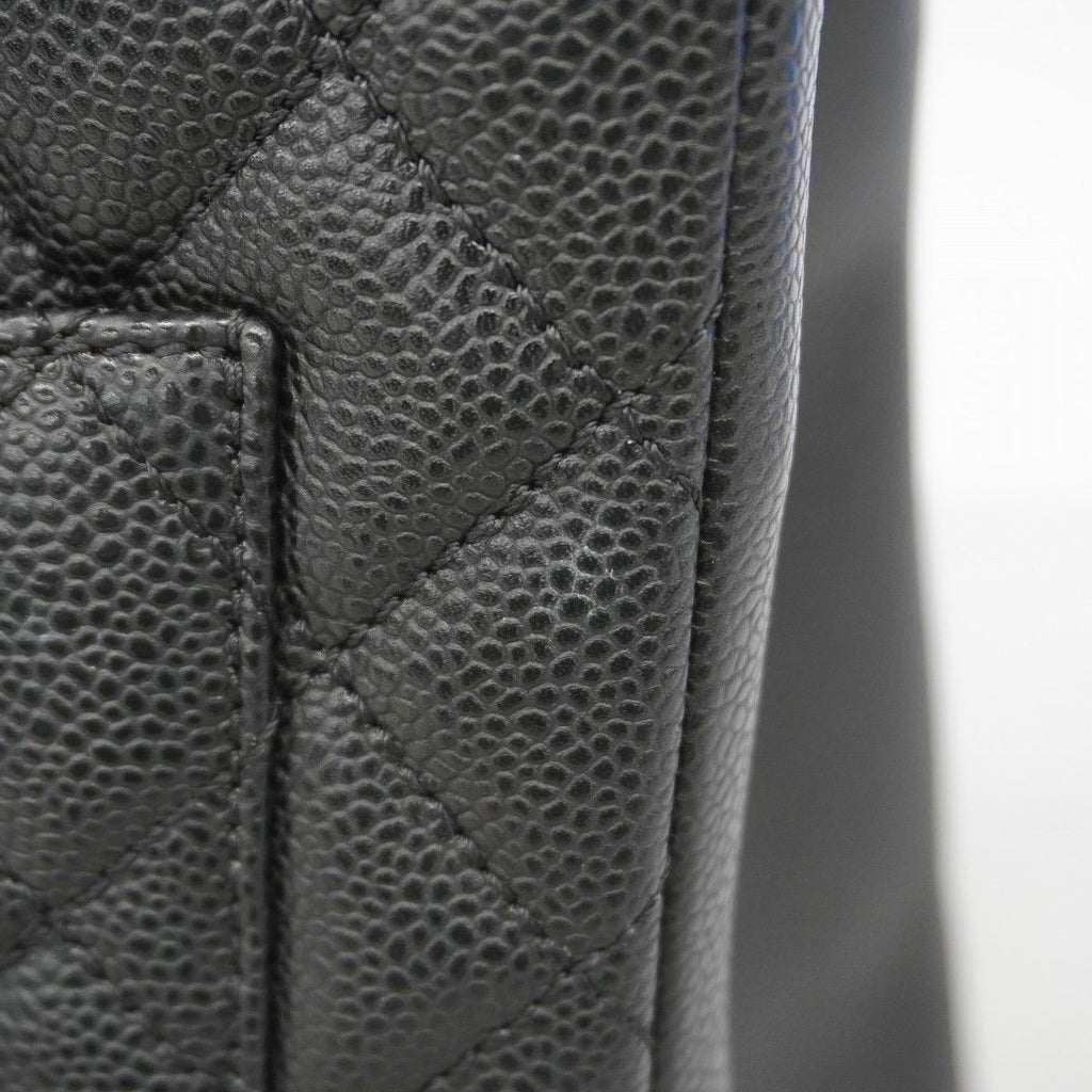 Chanel Chain Tote Quilted Caviar Leather Black Silver — view 9