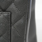 Chanel Chain Tote Quilted Caviar Leather Black Silver — view 9