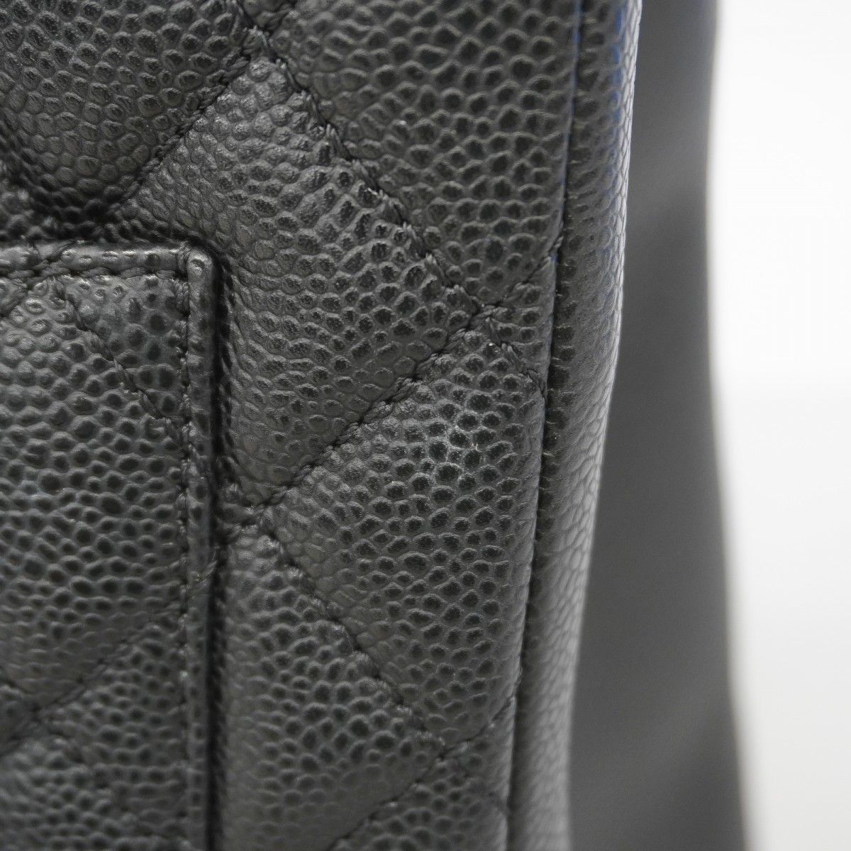 Chanel Chain Tote Quilted Caviar Leather Black Silver — view 9