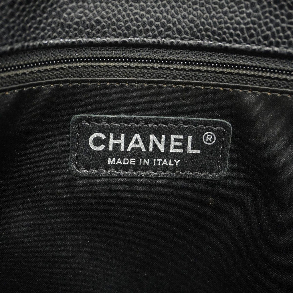 Chanel Chain Tote Quilted Caviar Leather Black Silver — view 5