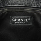 Chanel Chain Tote Quilted Caviar Leather Black Silver — view 5