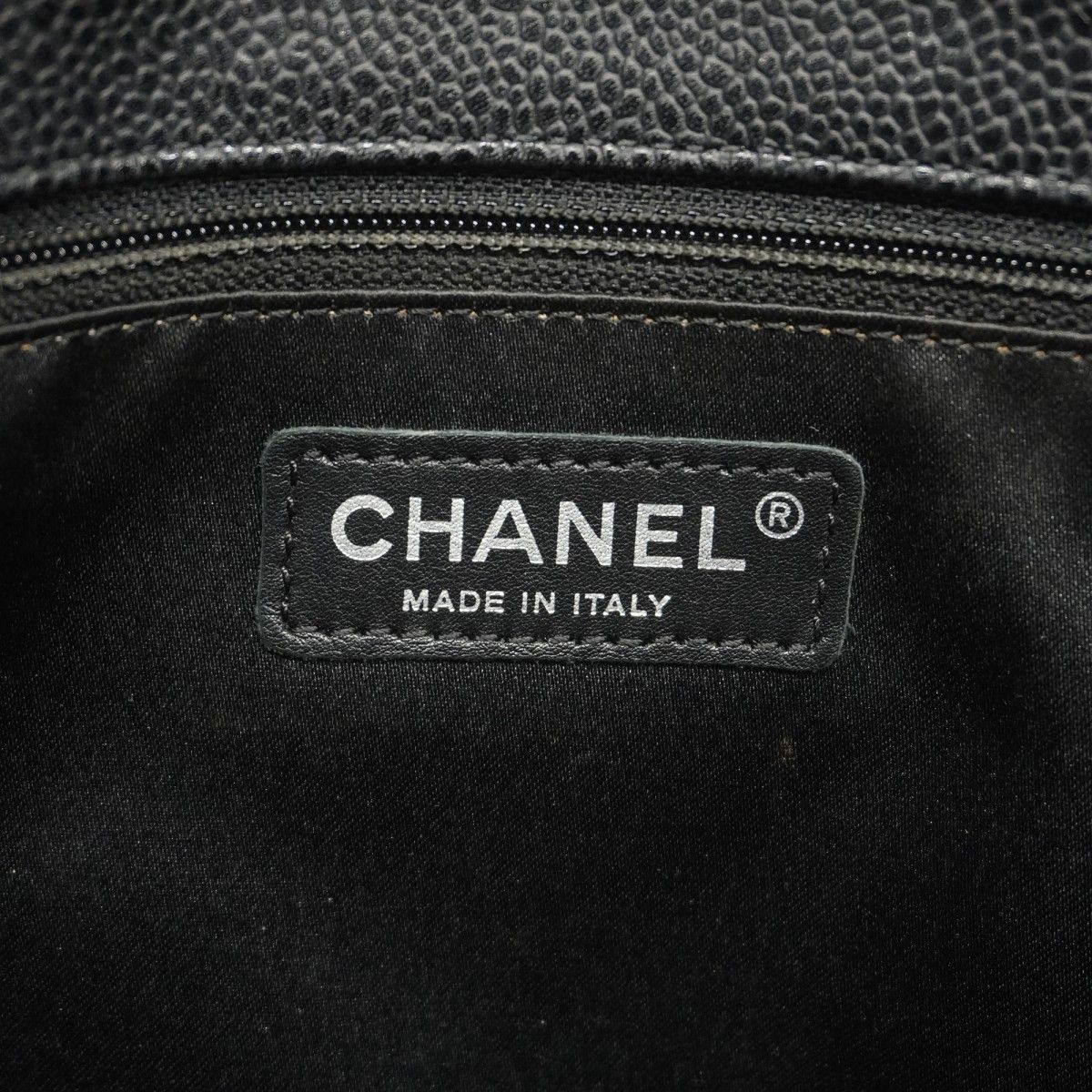Chanel Chain Tote Quilted Caviar Leather Black Silver — view 5