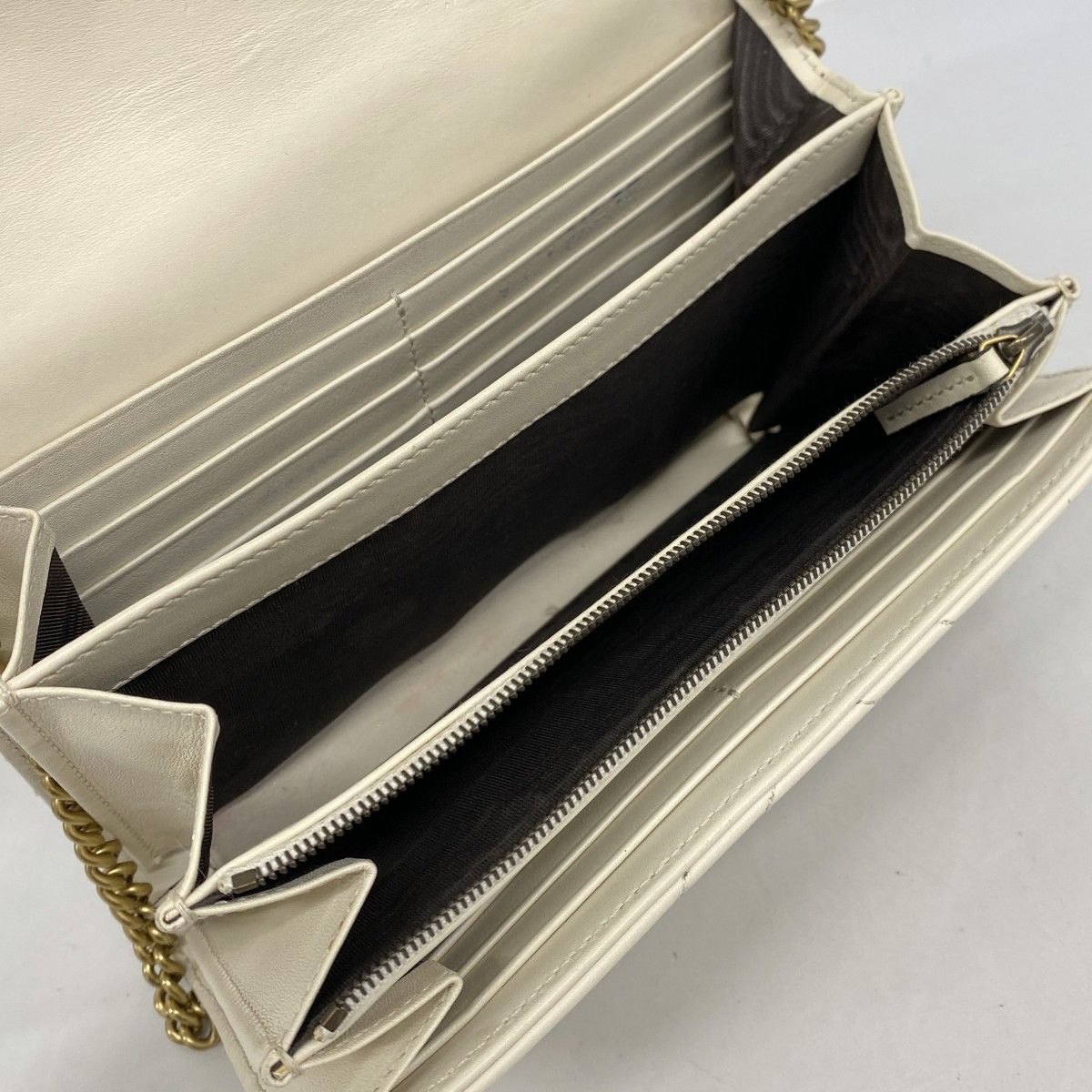 Gucci Shoulder Wallet GG Marmont Leather Ivory Gold — view 4