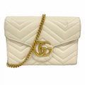 Gucci Shoulder Wallet GG Marmont Leather Ivory Gold
