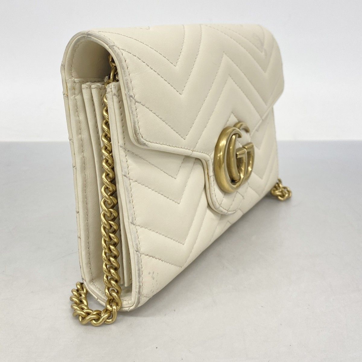 Gucci Shoulder Wallet GG Marmont Leather Ivory Gold — view 2