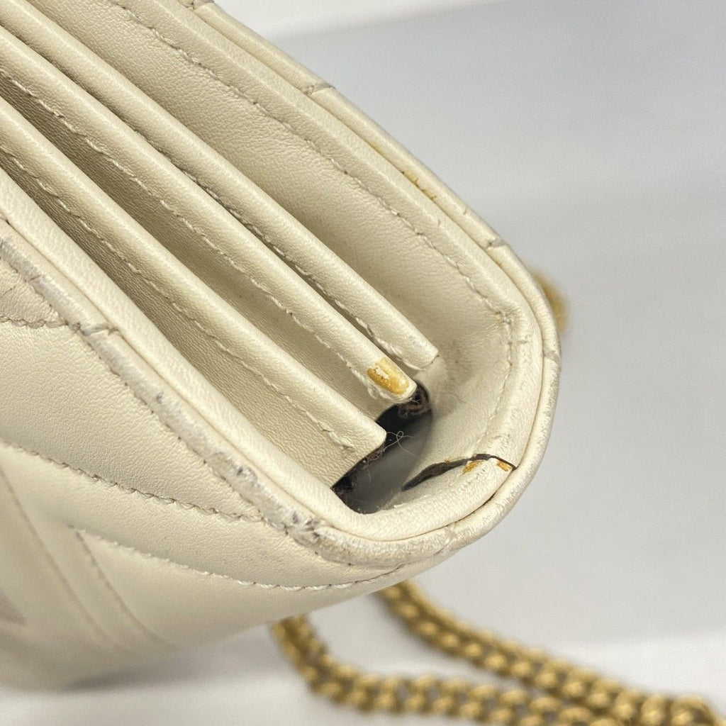 Gucci Shoulder Wallet GG Marmont Leather Ivory Gold — view 8