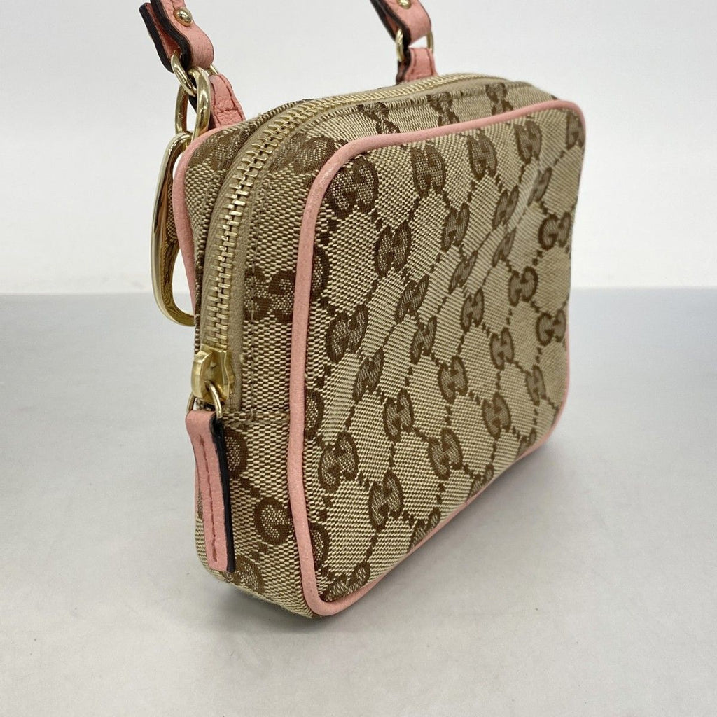 Gucci Shoulder Bag GG Canvas Brown Pink Champagne Gold — view 2