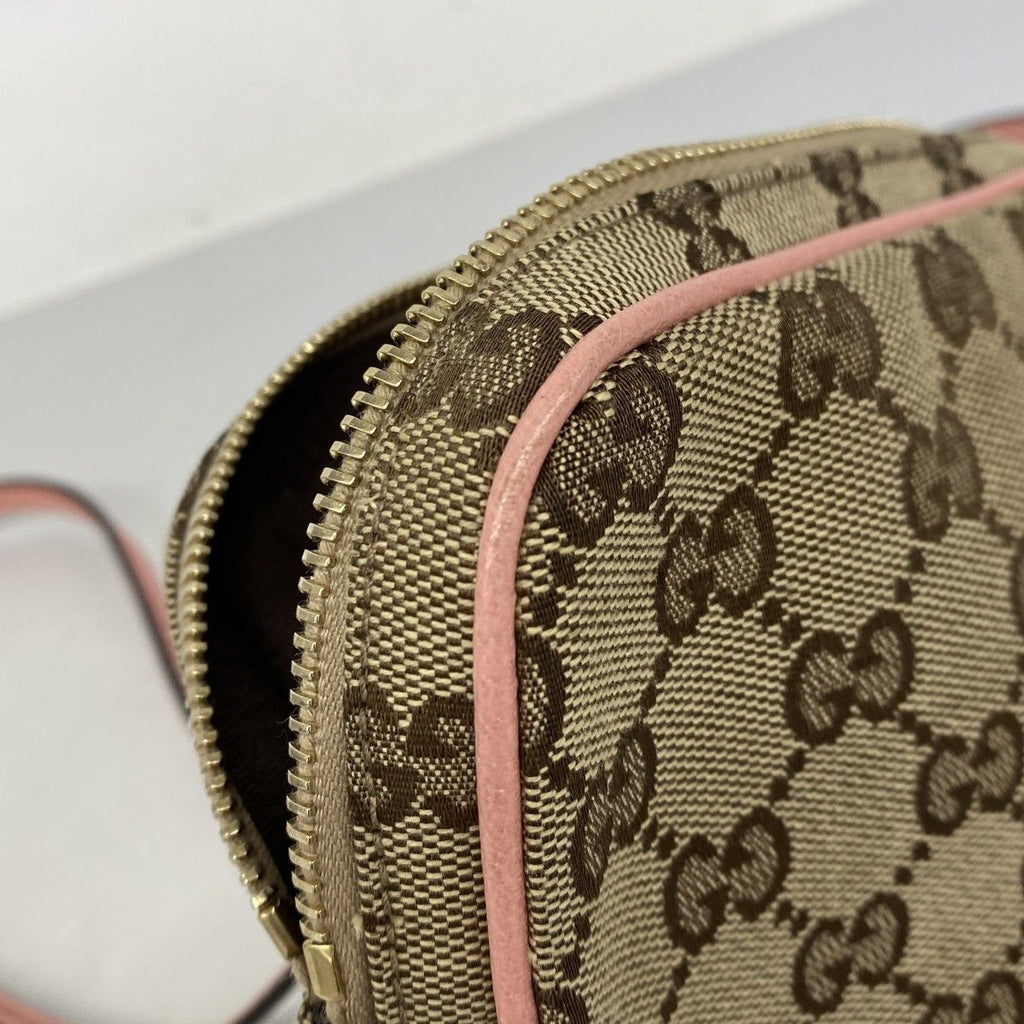 Gucci Shoulder Bag GG Canvas Brown Pink Champagne Gold — view 7