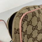 Gucci Shoulder Bag GG Canvas Brown Pink Champagne Gold — view 7