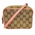 Gucci Shoulder Bag GG Canvas Brown Pink Champagne Gold
