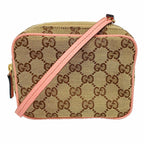 Gucci Shoulder Bag GG Canvas Brown Pink Champagne Gold
