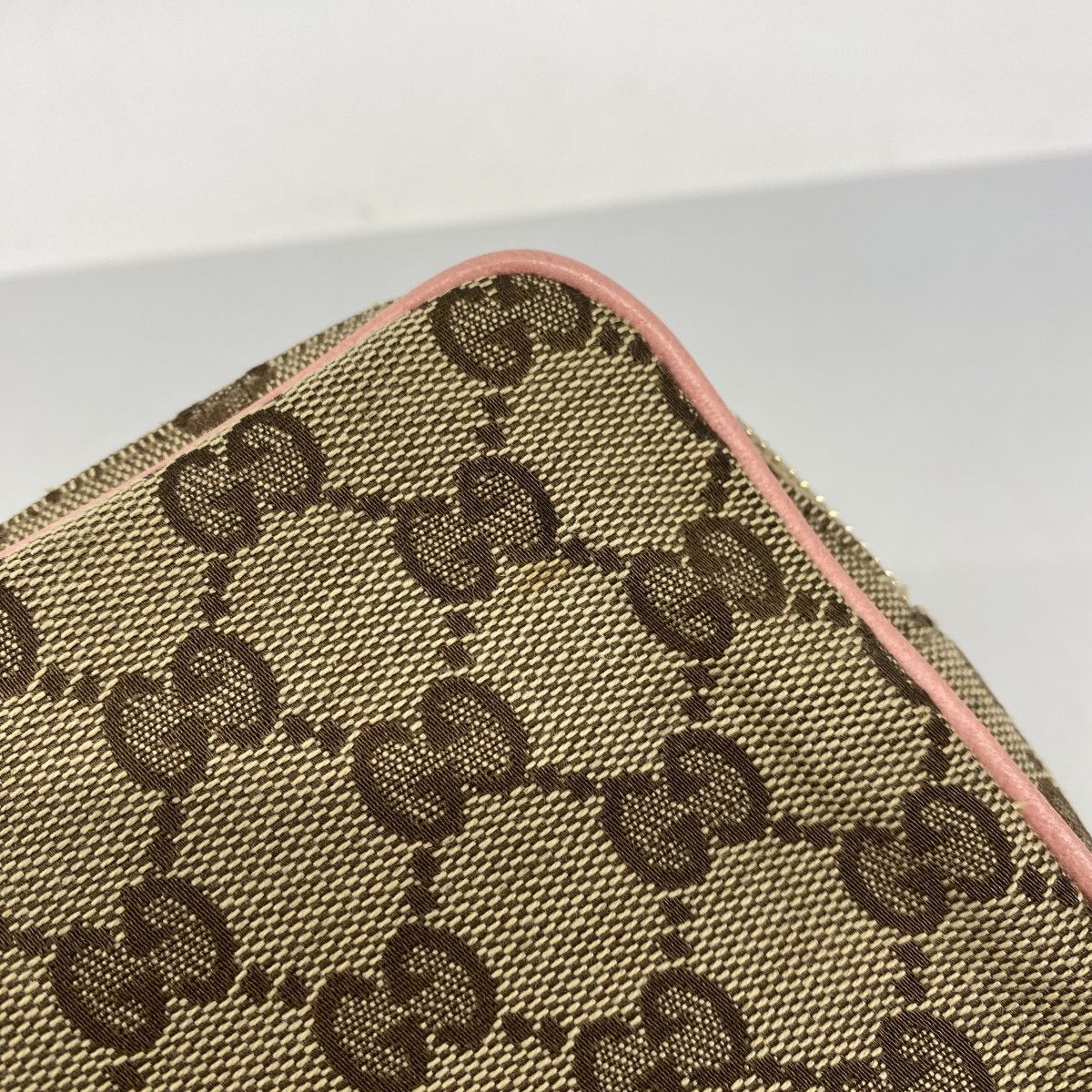 Gucci Shoulder Bag GG Canvas Brown Pink Champagne Gold — view 8