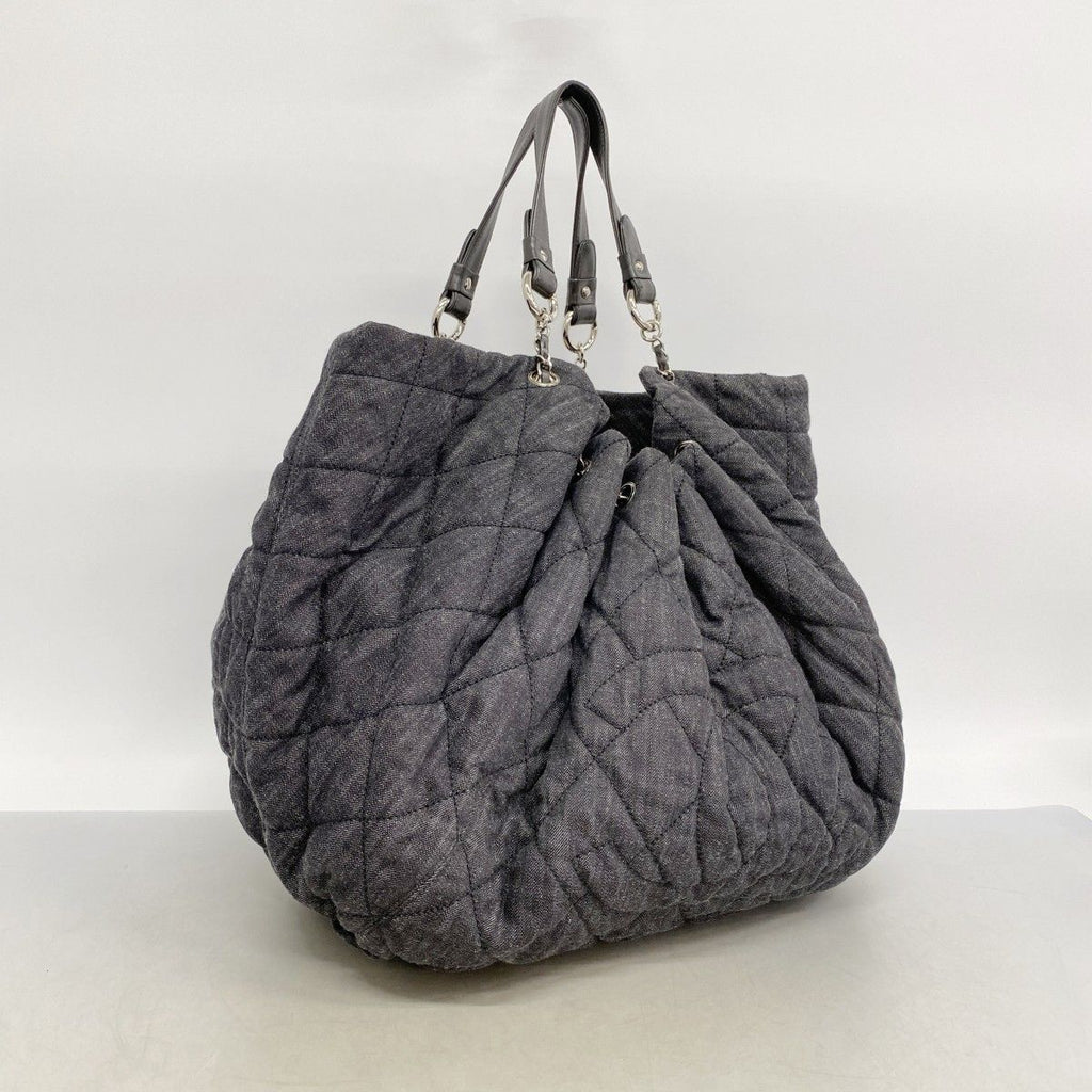 Chanel Chain Tote Coco Cabas GM Denim Black Silver — view 2