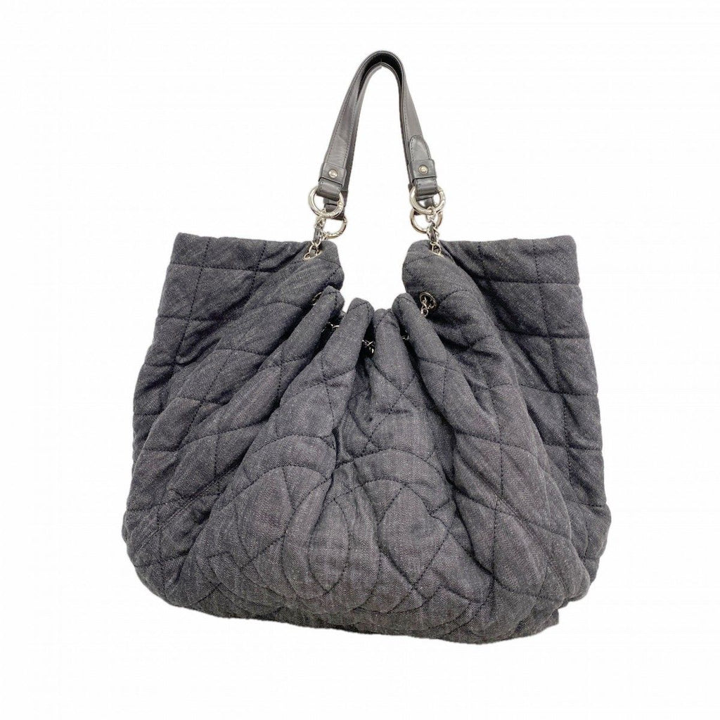 Chanel Chain Tote Coco Cabas GM Denim Black Silver