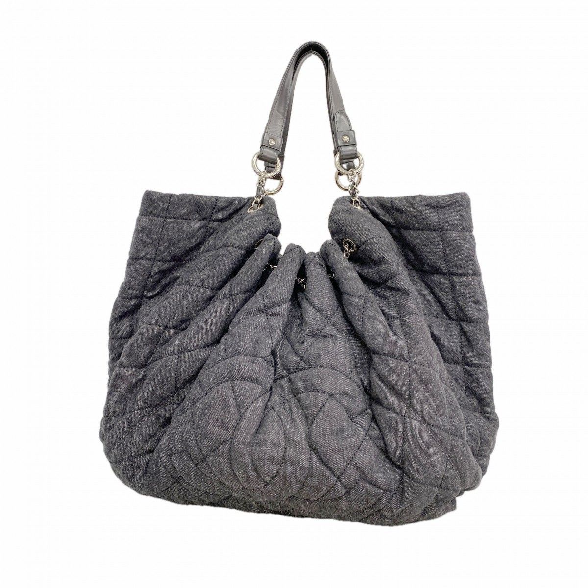 Chanel Chain Tote Coco Cabas GM Denim Black Silver