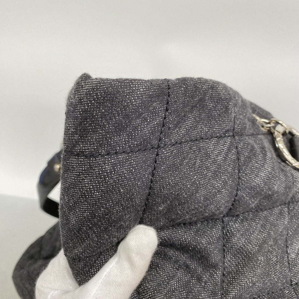 Chanel Chain Tote Coco Cabas GM Denim Black Silver — view 7