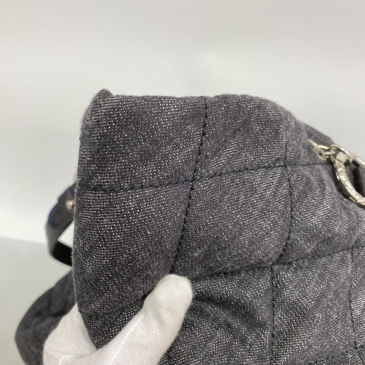 Chanel Chain Tote Coco Cabas GM Denim Black Silver — view 7
