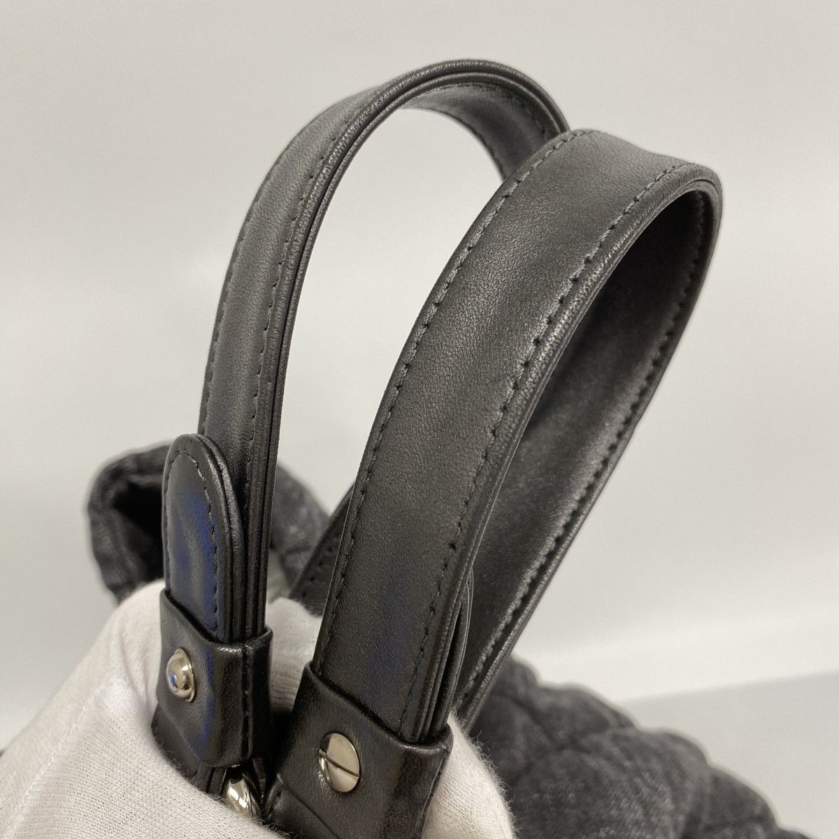 Chanel Chain Tote Coco Cabas GM Denim Black Silver — view 8
