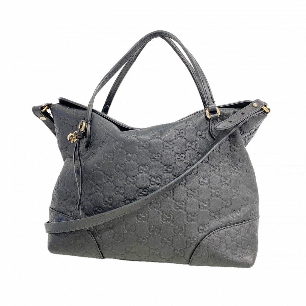 Gucci Handbag Guccissima Leather Black Champagne Gold 2-Way